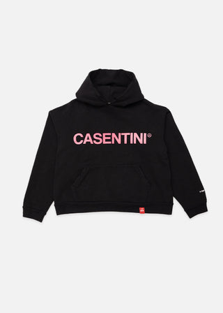 Casentini Block Logo Pink Sun Faded Hoodie - Black