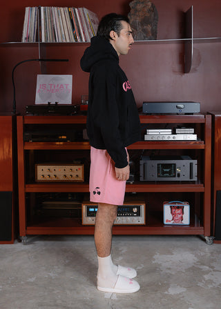 Casentini Block Logo Pink Sun Faded Hoodie - Black