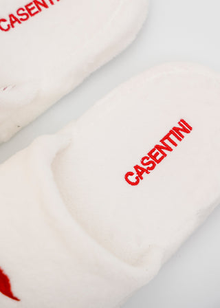 Casentini Premium Slippers - White with Red